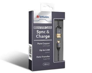 verbatim 120cm Metallic USB to Micro USB Cable Black