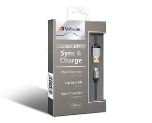 verbatim 120cm Metallic USB to Micro USB Cable Sliver